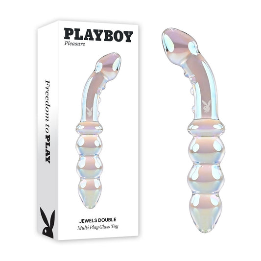 Playboy Pleasure JEWELS DOUBLE Clear Glass 17.1 cm Double Ended Dildo