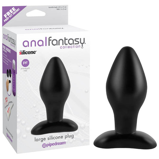 Anal Fantasy Collection Large Silicone Butt Plug Black 11 cm