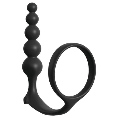 Anal Fantasy Collection Ass-Gasm Cockring Anal Beads - Black Cock Ring with Anal Plug
