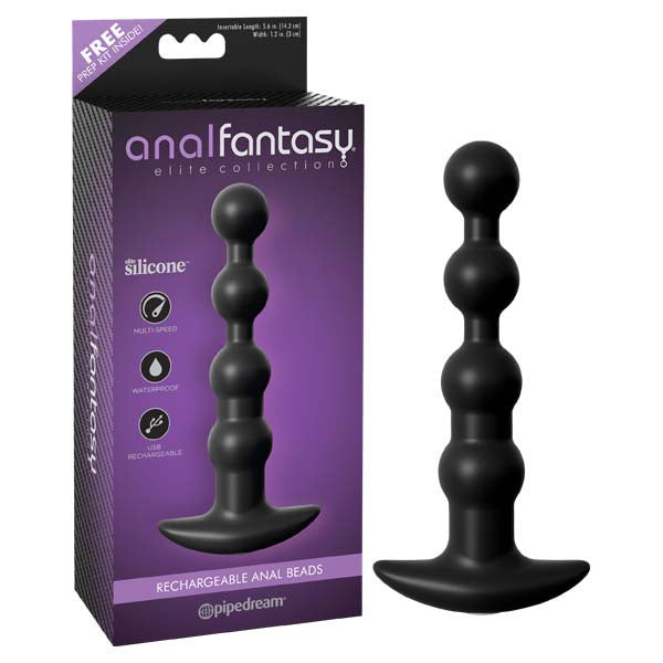 Anal Fantasy Elite Collection Rechargeable Anal Beads - Black 17 cm USB Rechargeable Vibrating Anal Beads