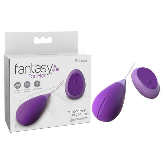 Fantasy For Her Remote Kegel Excite-Her - Purple USB Rechargeable Vibrating Kegel Trainer with Wireless Remote