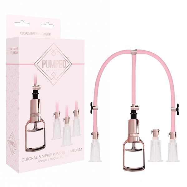 Pumped Clitoral & Nipple Pump Set - Rose Medium Female Pump Set