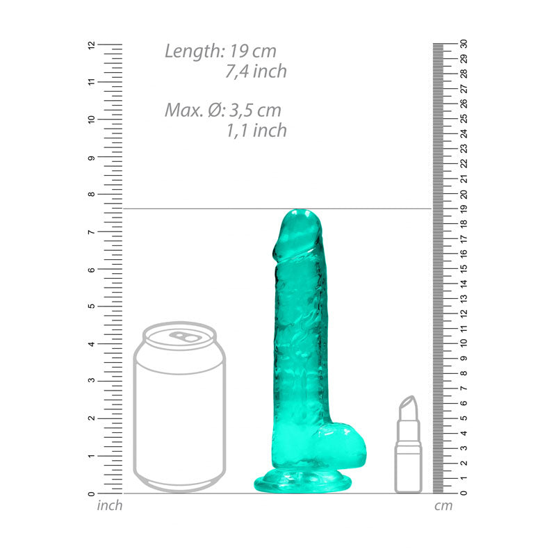 RealRock 7'' Realistic Dildo With Balls - Turquoise 17.8 cm Dong