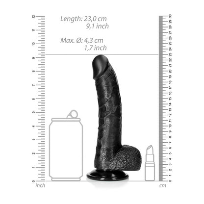 REALROCK Realistic Regular Curved Dong with Balls - Black 20.5 cm (8'') Dong