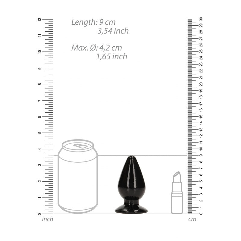 REALROCK 9 cm Anal Plug - Black - Black 9 cm (3.5'') Butt Plug