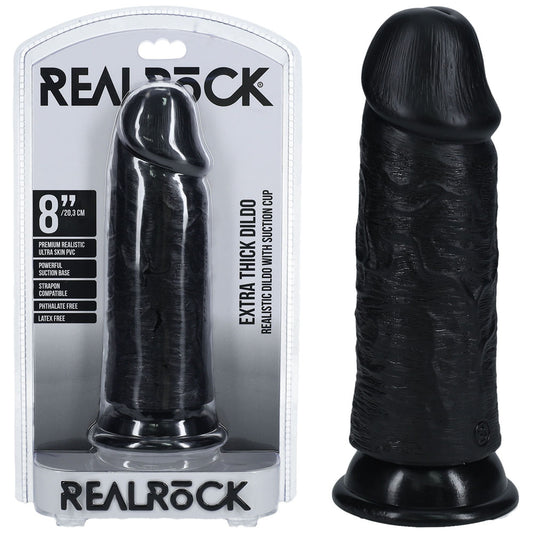 REALROCK 20cm Extra Thick Dildo - Black 20 cm (8'')
