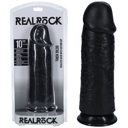 REALROCK 25cm Extra Thick Dildo - Black 25 cm (10'') Extra Thick Dong