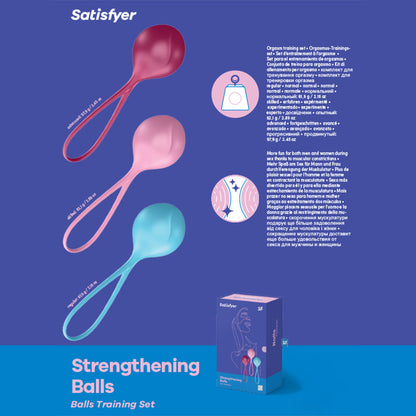 Satisfyer Strengthening Balls - Coloured Weighted Kegel Balls - Set of 3
