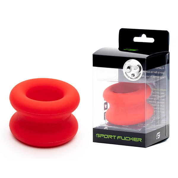 Sport Fucker Muscle Ball Stretcher - Red Silicone Ball Stretcher Ring