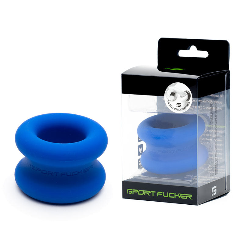Sport Fucker Muscle Ball Stretcher - Blue Silicone Ball Stretcher Ring