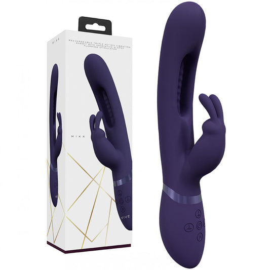 VIVE Mika - Purple 23.2 cm Rabbit Vibrator with Flapping Shaft