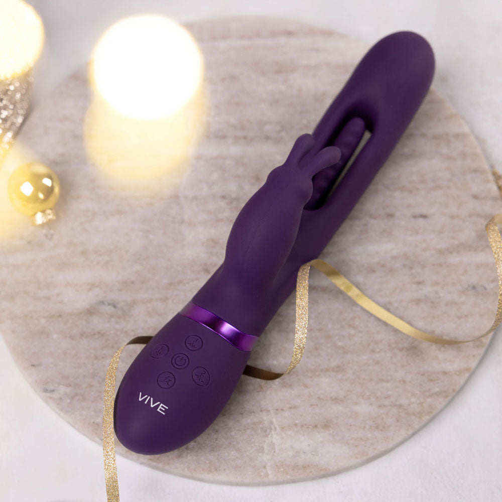 VIVE Mika - Purple 23.2 cm Rabbit Vibrator with Flapping Shaft