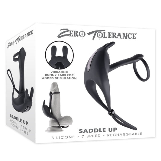 Zero Tolerance SADDLE UP Black USB Rechargeable Vibrating Cock & Ball Rings