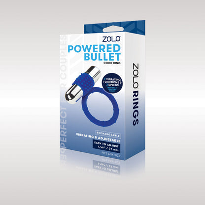Zolo Powered Bullet Cock Ring - Blue USB Rechargeable Cock Ring