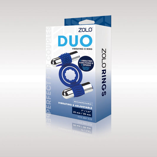 Zolo Rechargeable Duo Vibrating C-Ring Blue